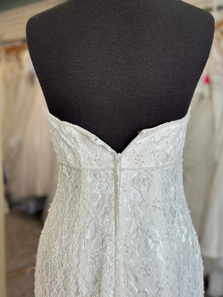 Galina Ivory Pearl Detail Lace Strapless Bridal Gown 4