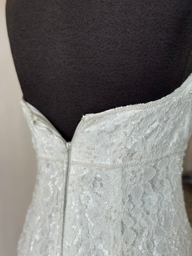 Galina Ivory Pearl Detail Lace Strapless Bridal Gown 4
