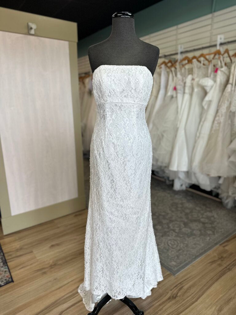 Galina Ivory Pearl Detail Lace Strapless Bridal Gown 4