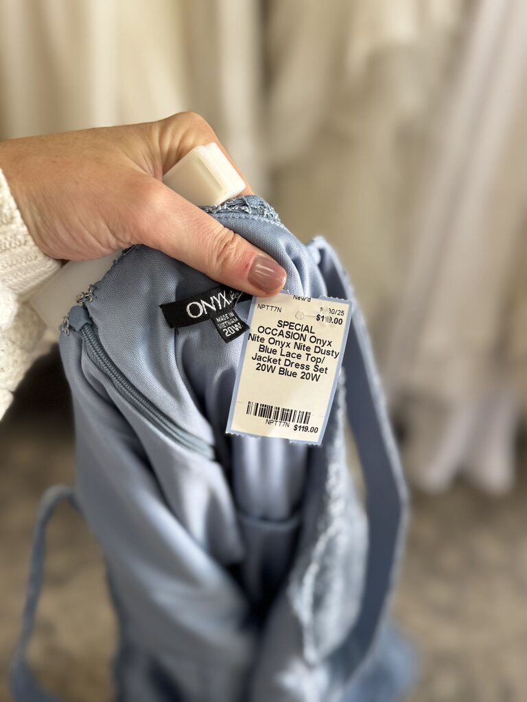 Onyx Nite Dusty Blue Lace Top/ Jacket Dress Set 20W