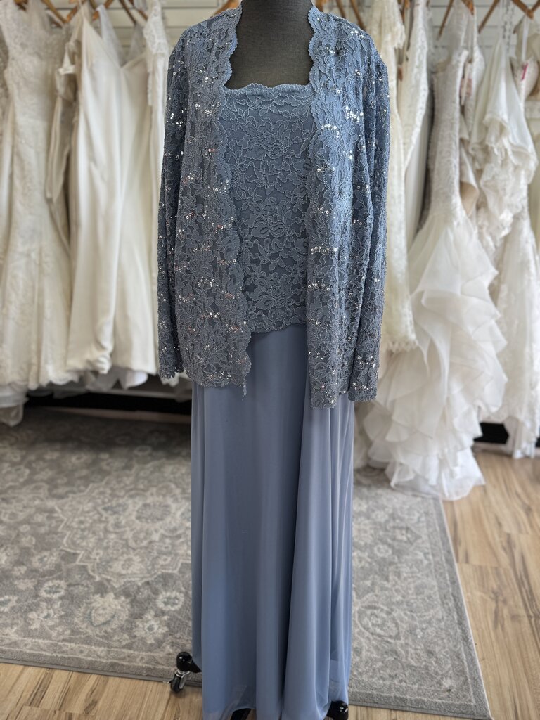 Onyx Nite Dusty Blue Lace Top/ Jacket Dress Set 20W