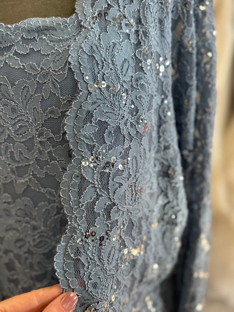 Onyx Nite Dusty Blue Lace Top/ Jacket Dress Set 20W