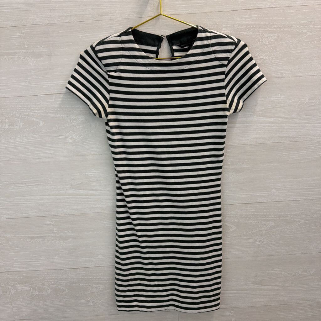French Connection Green/ White Striped Short Sleeve Dress 2