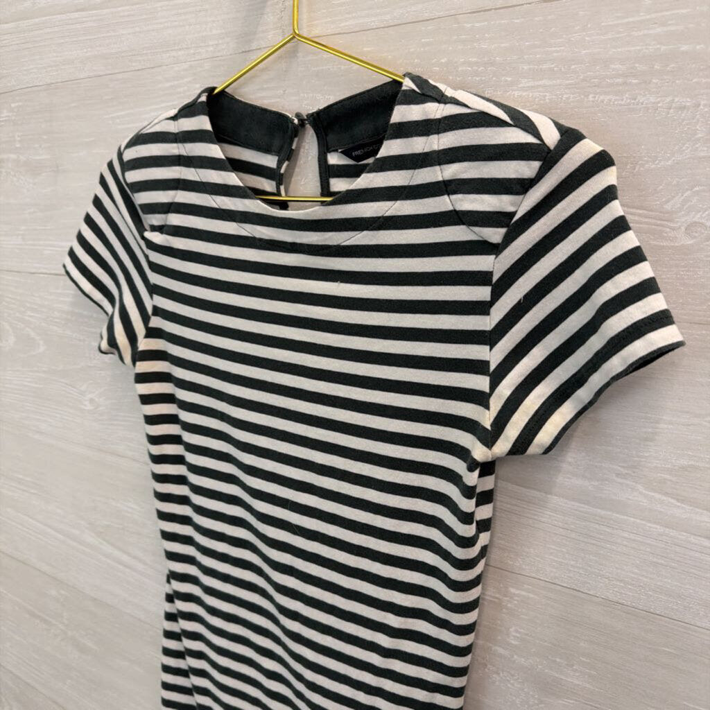 French Connection Green/ White Striped Short Sleeve Dress 2