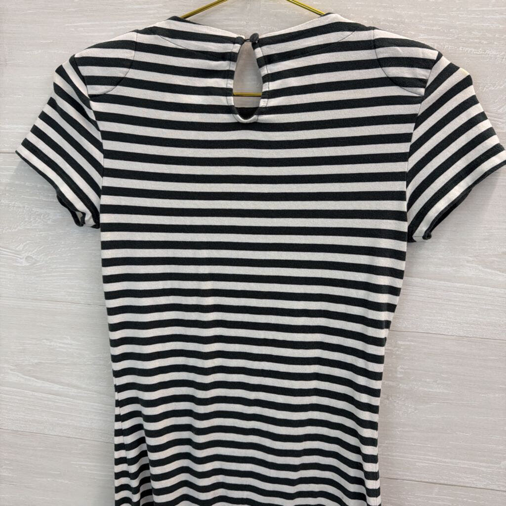 French Connection Green/ White Striped Short Sleeve Dress 2
