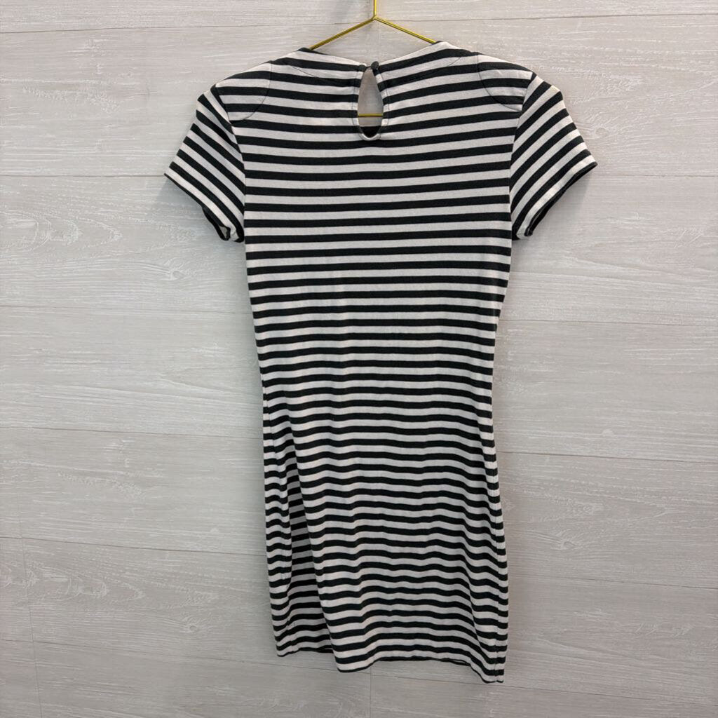 French Connection Green/ White Striped Short Sleeve Dress 2