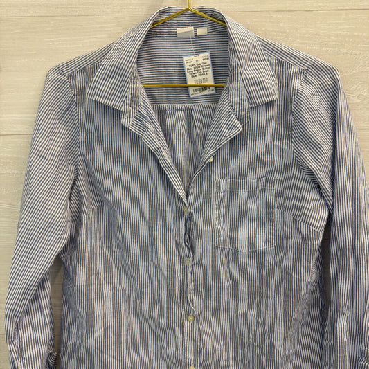 Gap Blue/ White Striped Long Sleeve Button Down Top Small