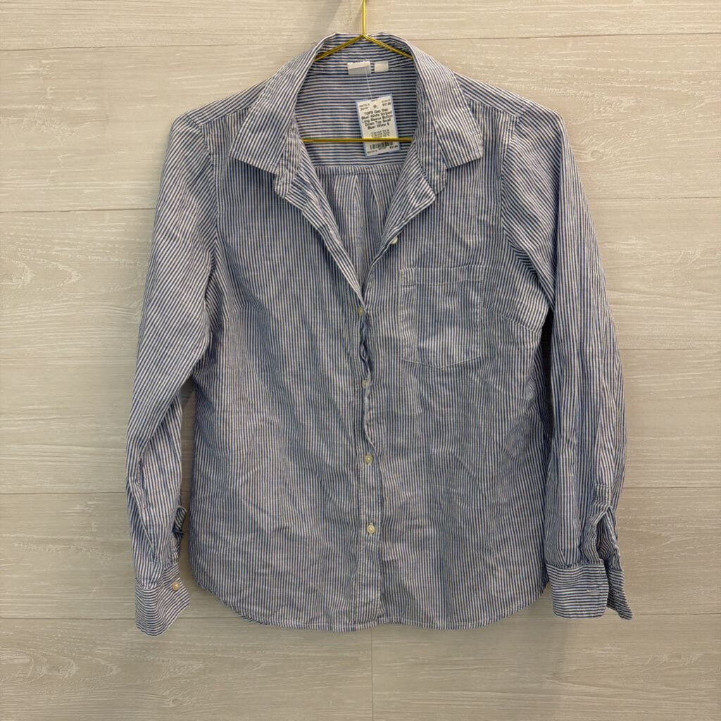 Gap Blue/ White Striped Long Sleeve Button Down Top Small