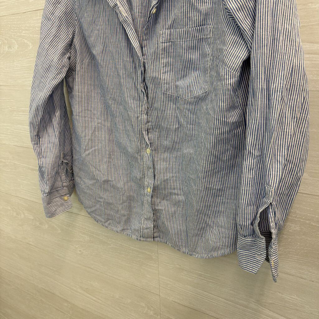 Gap Blue/ White Striped Long Sleeve Button Down Top Small