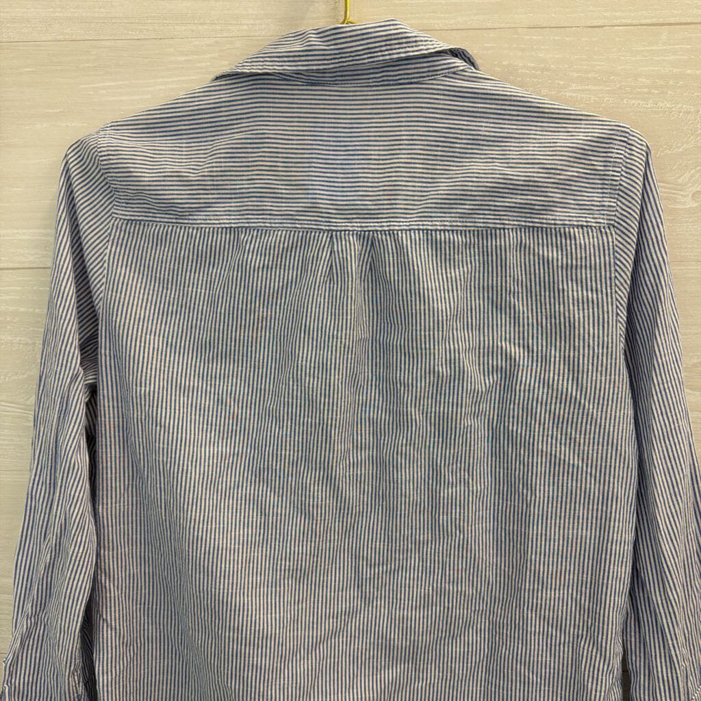 Gap Blue/ White Striped Long Sleeve Button Down Top Small