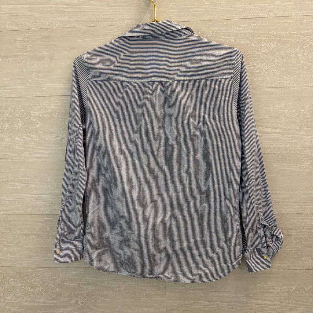 Gap Blue/ White Striped Long Sleeve Button Down Top Small
