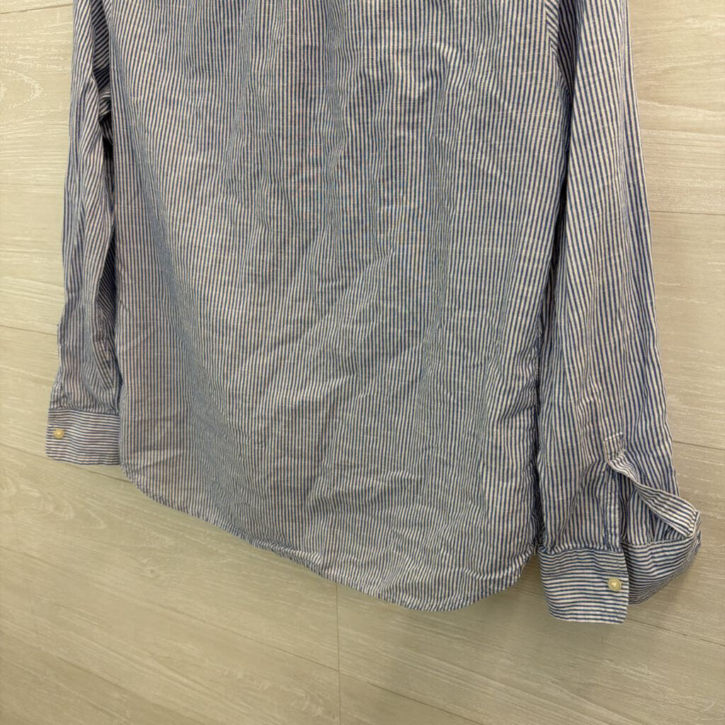 Gap Blue/ White Striped Long Sleeve Button Down Top Small