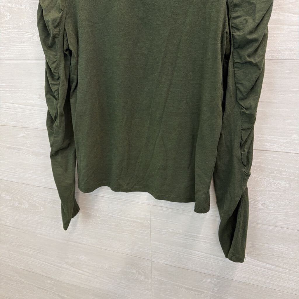 Maeve Green Ruffle Detail Long Sleeve Top Small
