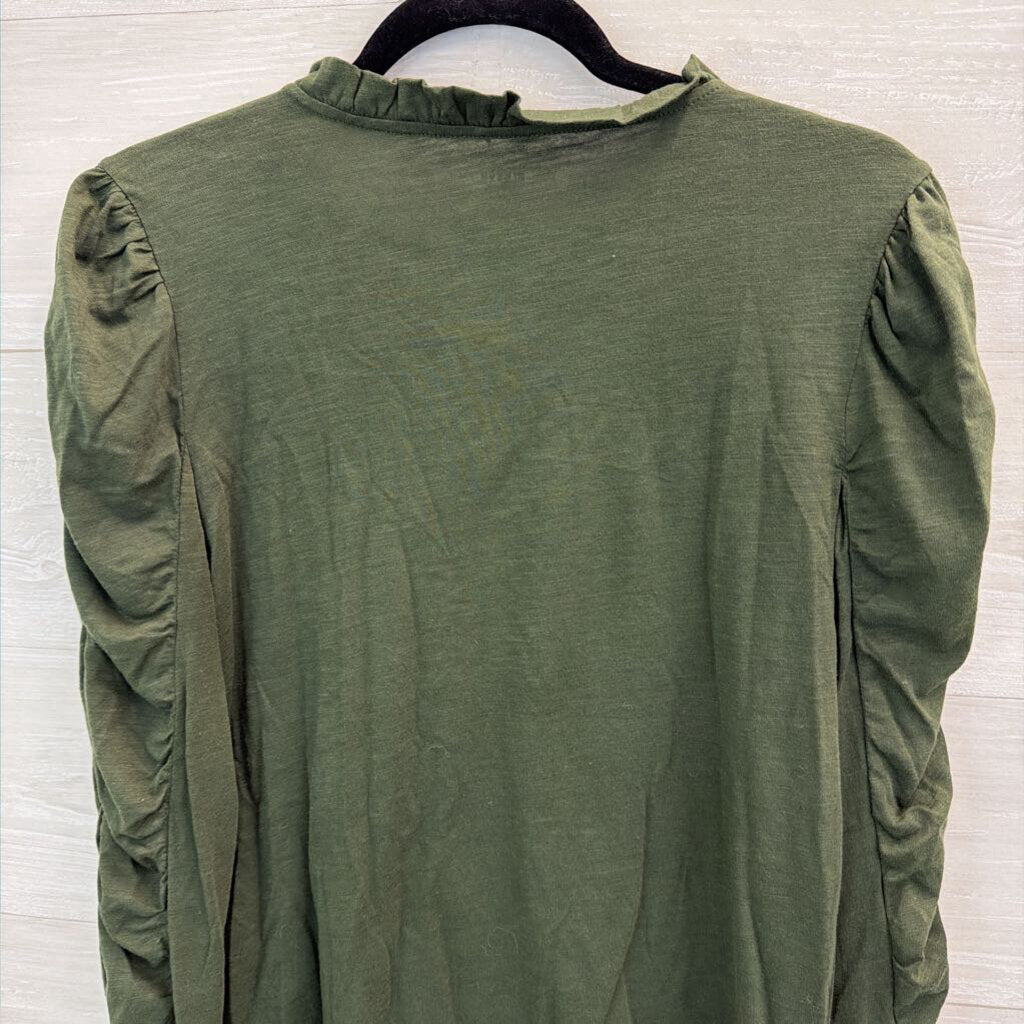 Maeve Green Ruffle Detail Long Sleeve Top Small