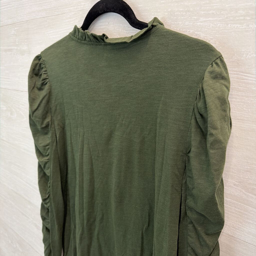 Maeve Green Ruffle Detail Long Sleeve Top Small