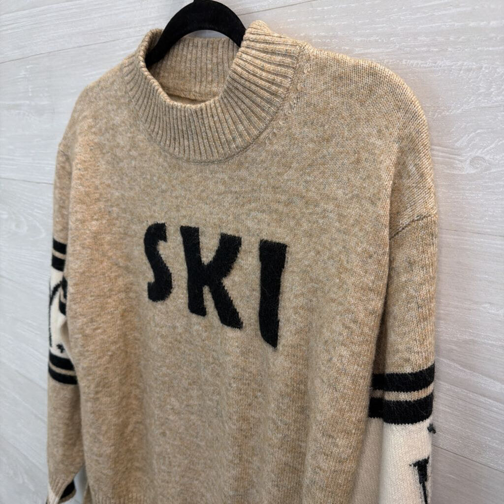 Lou and Grey Brown/ Cream/ Black Ski Long Sleeve Sweater Small