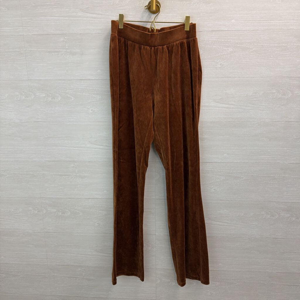 Vintage MetroStyle Brown Velour Leopard Trim Jacket/ Pants Set Small Tall