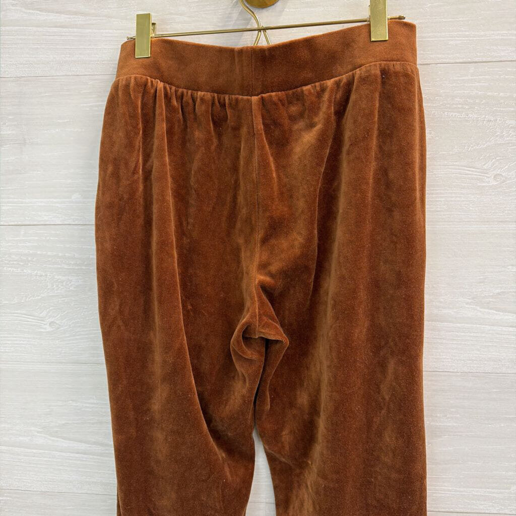 Vintage MetroStyle Brown Velour Leopard Trim Jacket/ Pants Set Small Tall