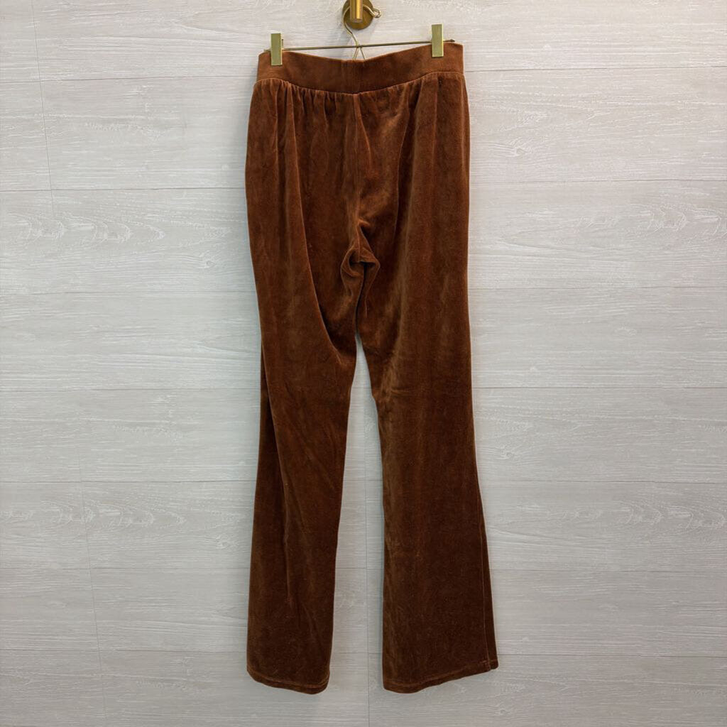 Vintage MetroStyle Brown Velour Leopard Trim Jacket/ Pants Set Small Tall