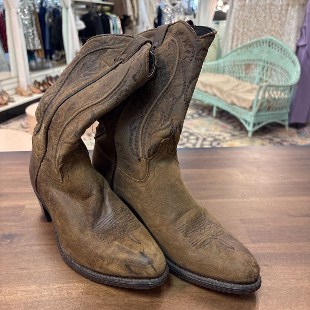 Brown Leather Western Cowgirl Boots 10
