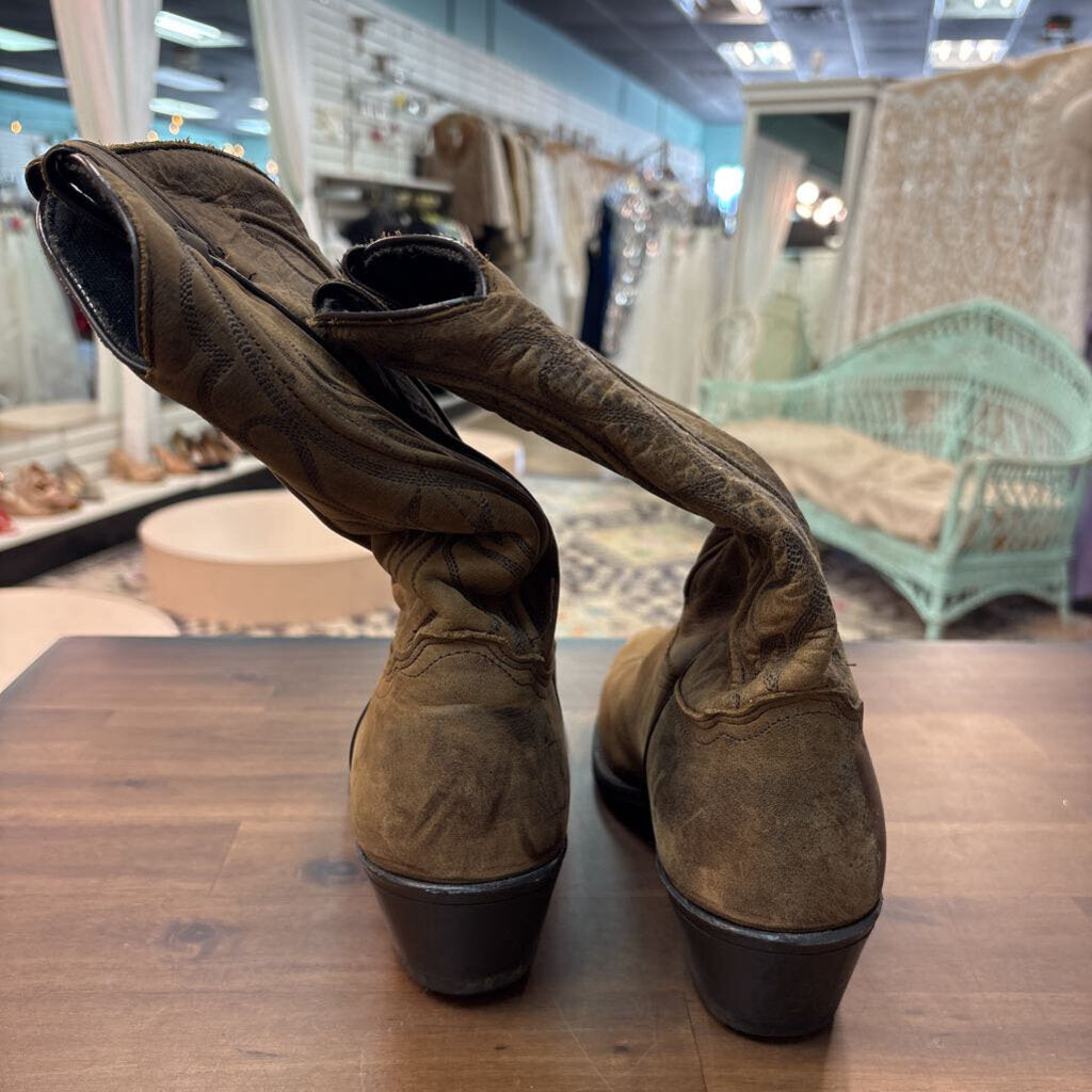 Brown Leather Western Cowgirl Boots 10