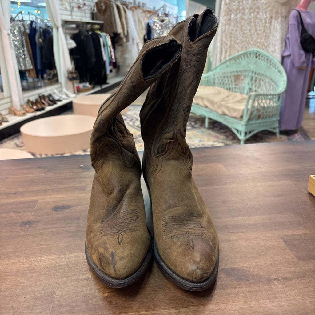 Brown Leather Western Cowgirl Boots 10