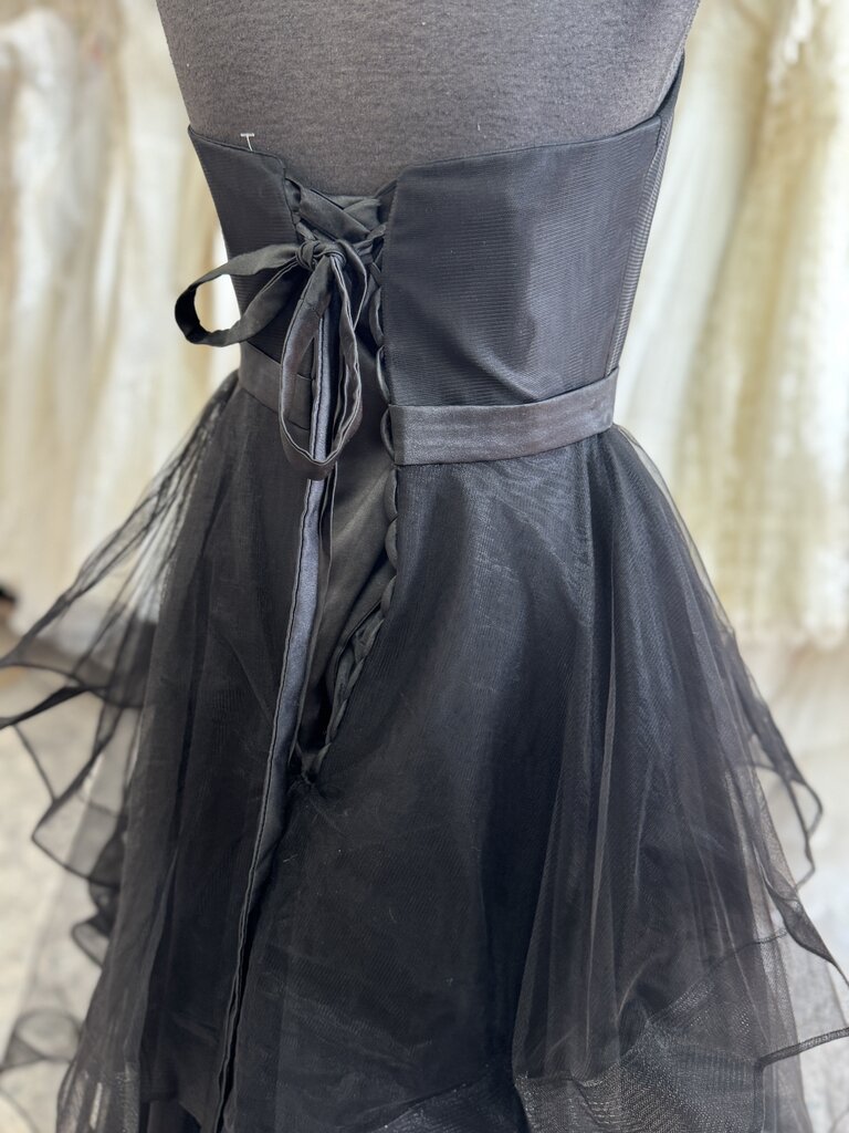 Black Strapless Layered Tulle Skirt Long Formal Dress Medium