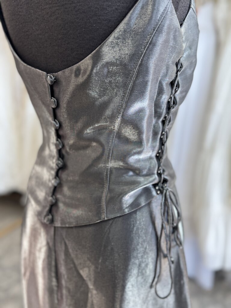 Night Way Metallic Grey 2 Piece Long Formal Dress 6