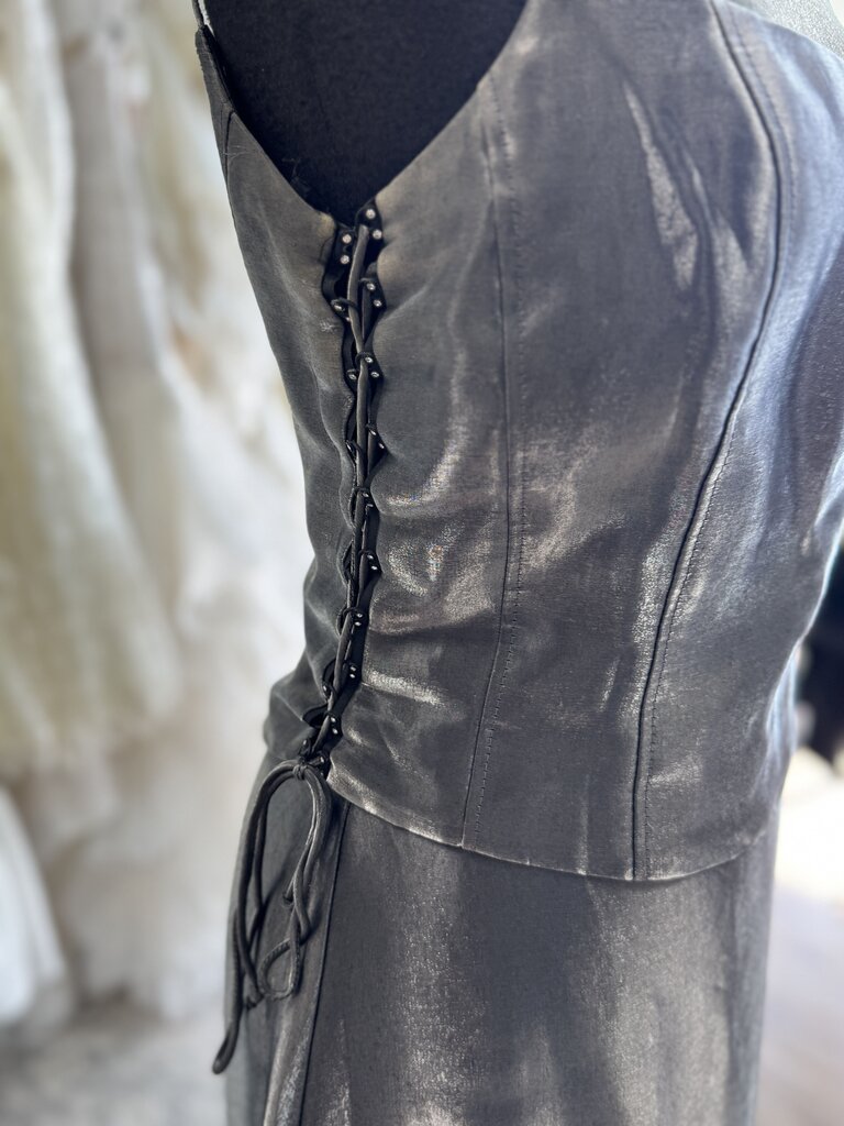 Night Way Metallic Grey 2 Piece Long Formal Dress 6