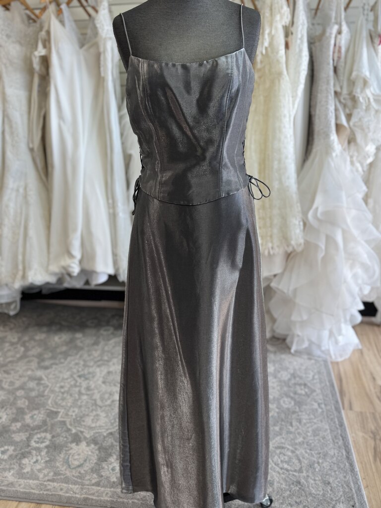 Night Way Metallic Grey 2 Piece Long Formal Dress 6