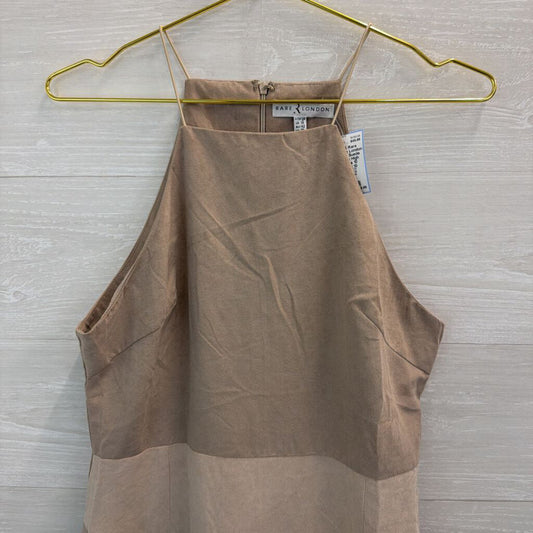 Rare London Beige/ Pink Suede Color Block High Neck Dress 10