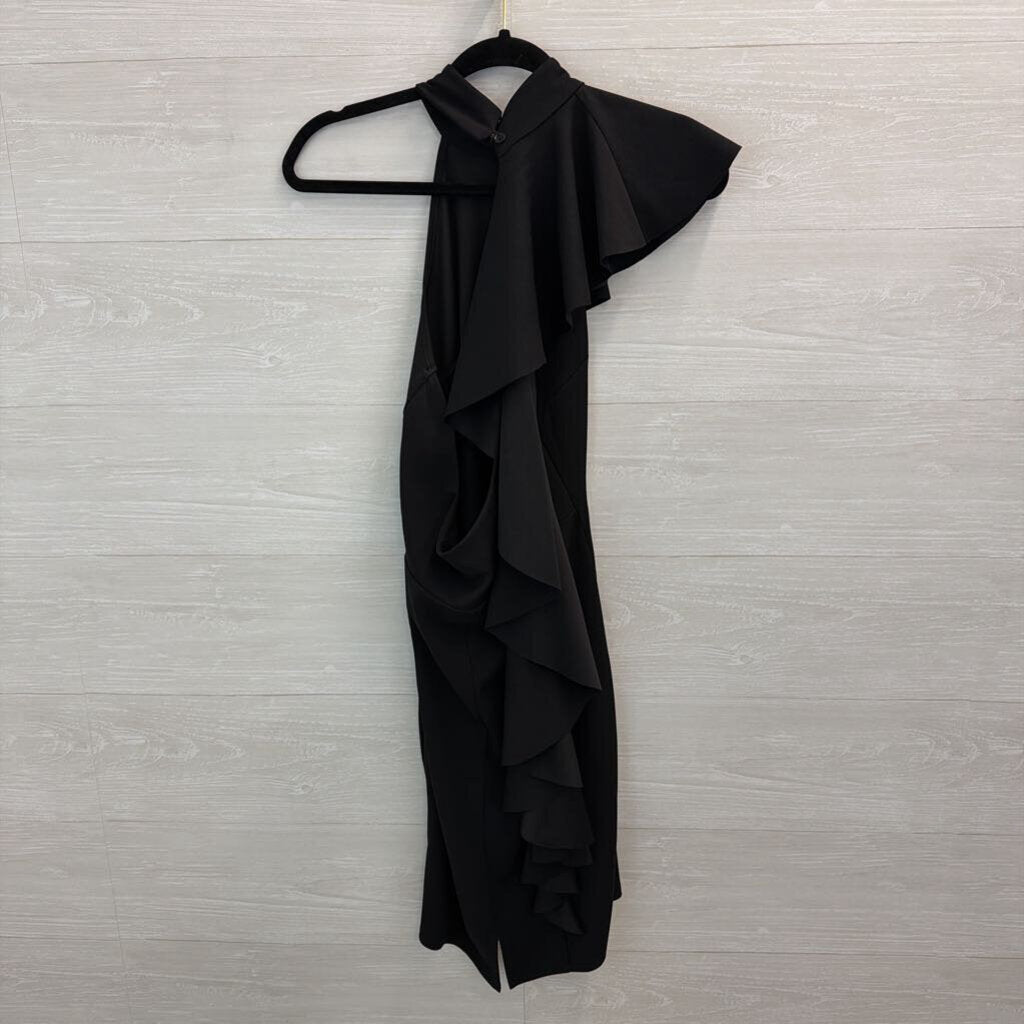 Nasty Gal Black High Neck Ruffle Detail Dress 8