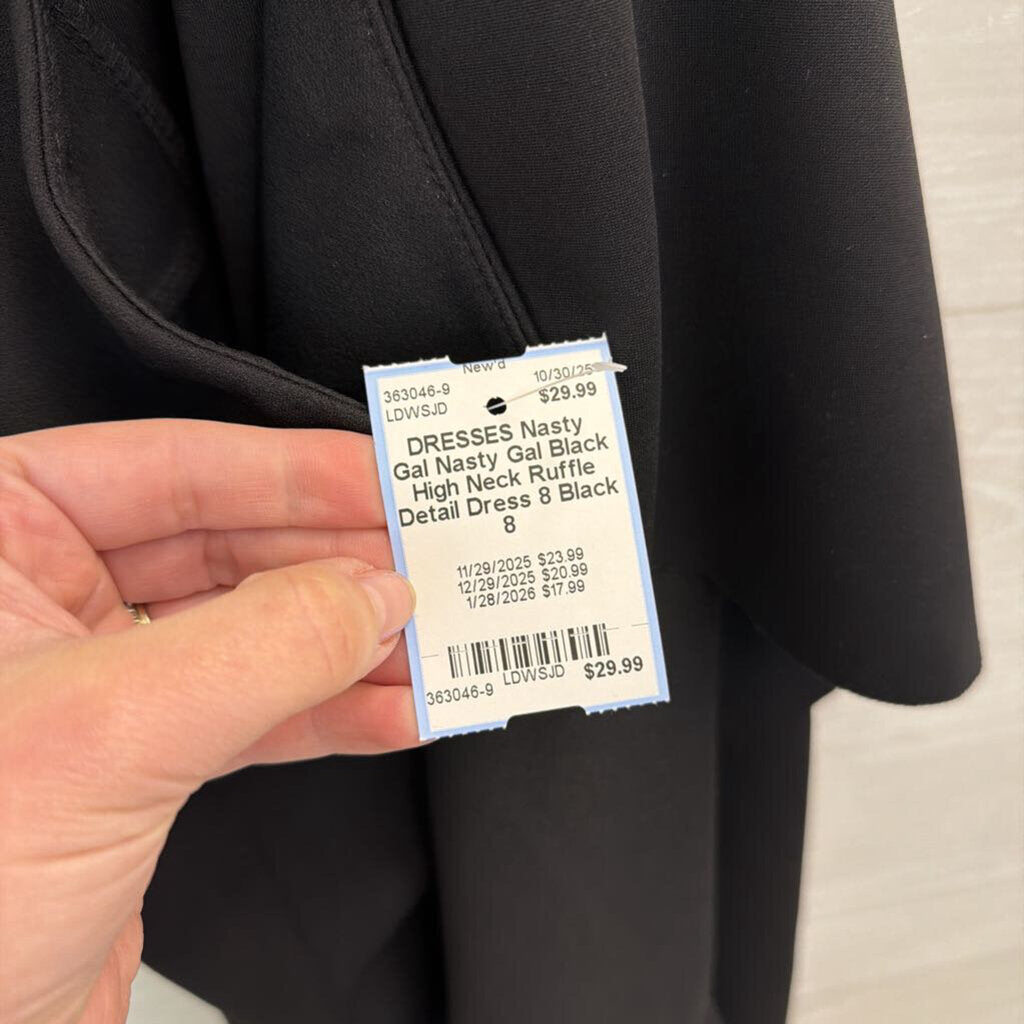 Nasty Gal Black High Neck Ruffle Detail Dress 8