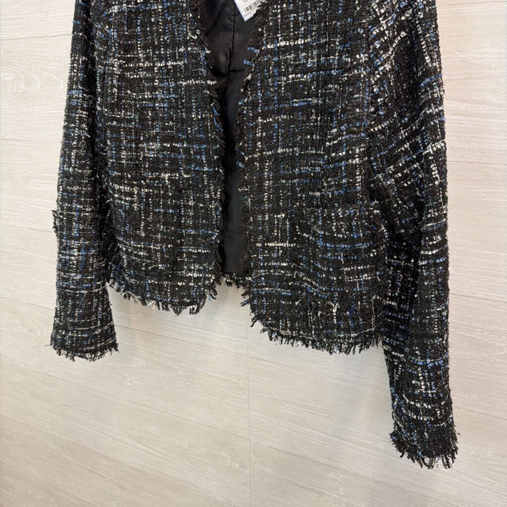 Bagatelle Black/ Blue Tweed Cropped Jacket Medium