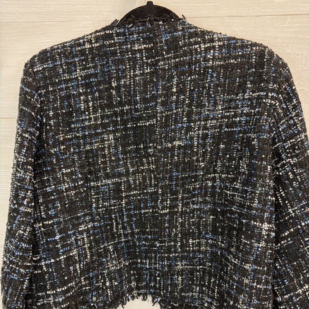 Bagatelle Black/ Blue Tweed Cropped Jacket Medium