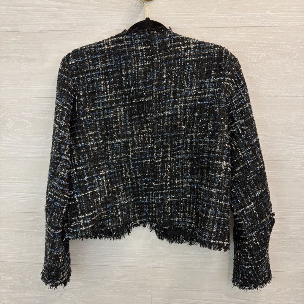 Bagatelle Black/ Blue Tweed Cropped Jacket Medium