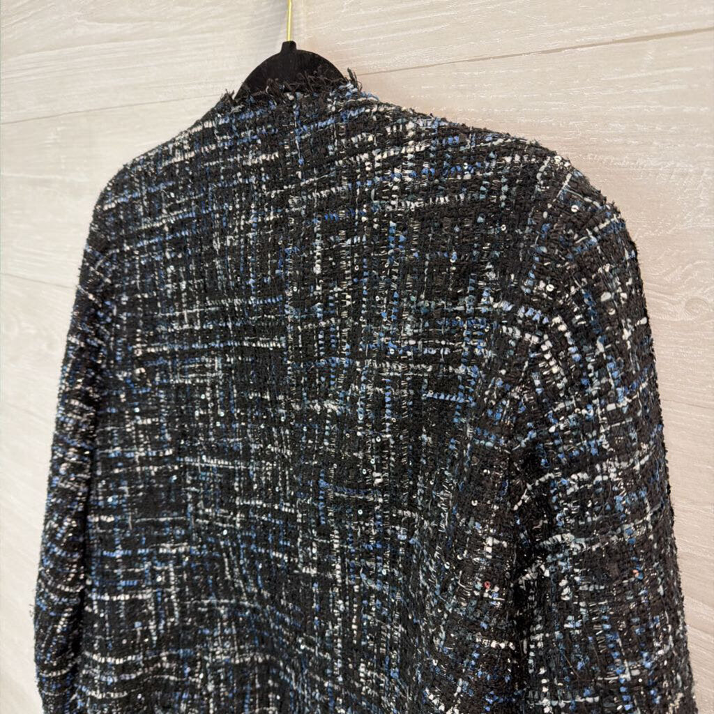 Bagatelle Black/ Blue Tweed Cropped Jacket Medium