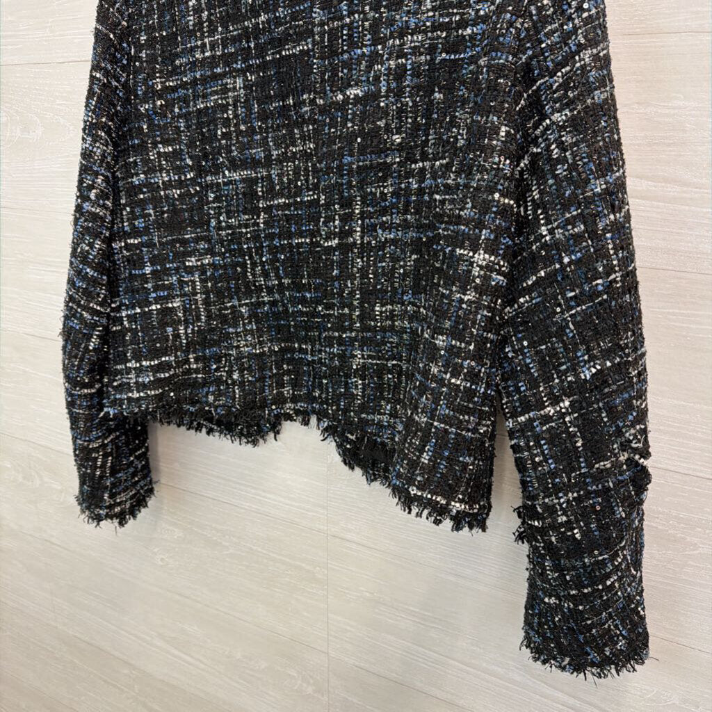 Bagatelle Black/ Blue Tweed Cropped Jacket Medium