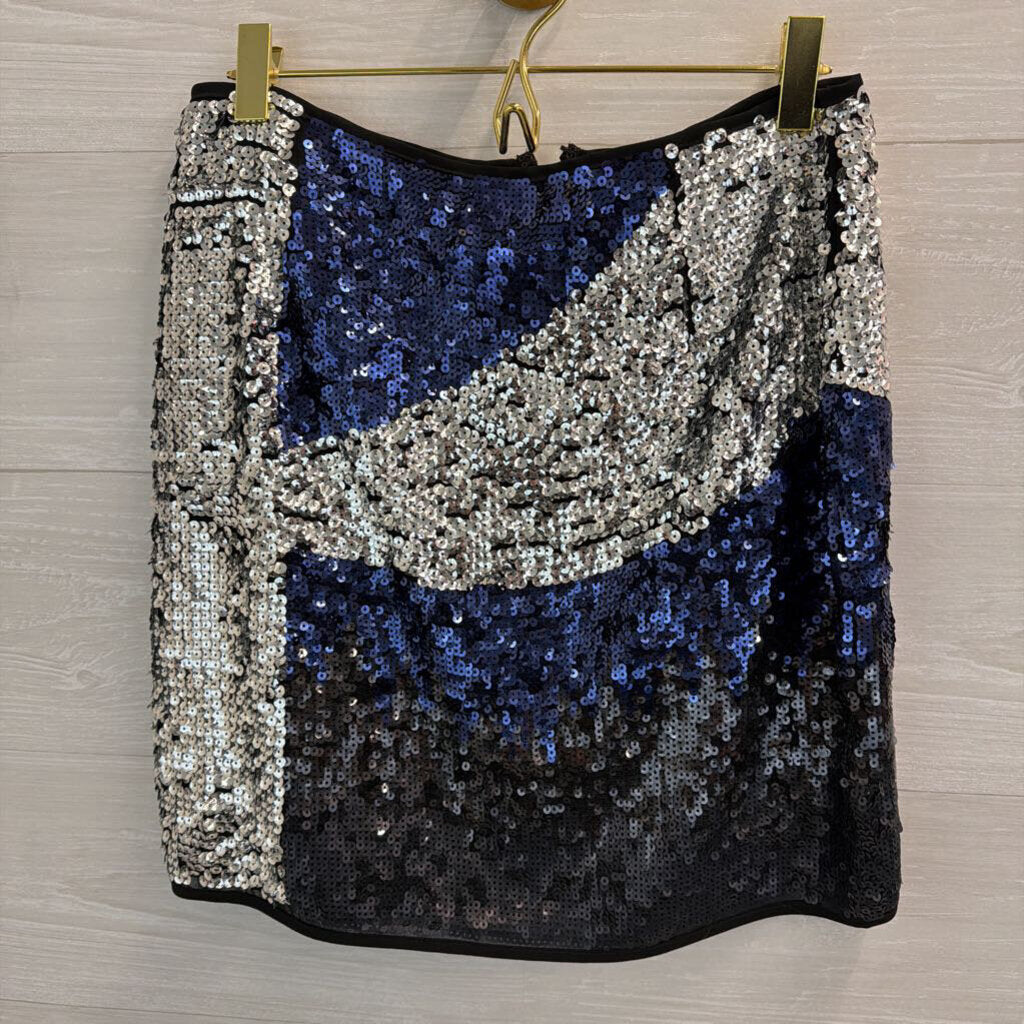 Nasty Gal Black/ Blue/ Silver Sequin Mini Skirt 8