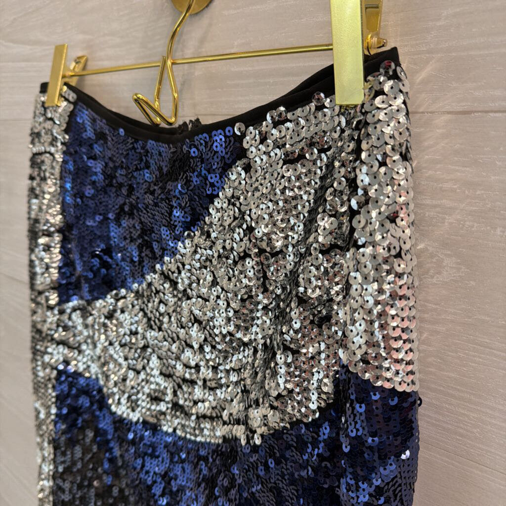 Nasty Gal Black/ Blue/ Silver Sequin Mini Skirt 8