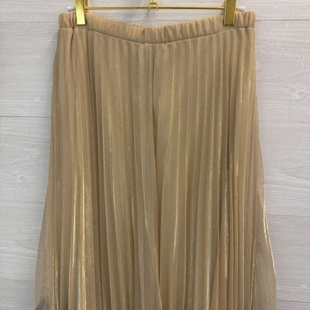 MSK Gold/ Black Color Block Pleated Maxi Skirt 6