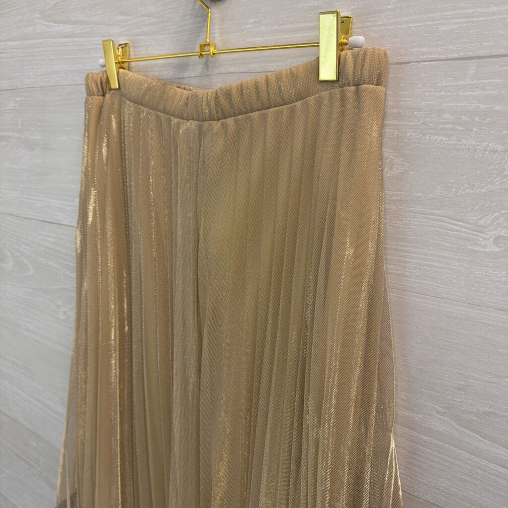 MSK Gold/ Black Color Block Pleated Maxi Skirt 6