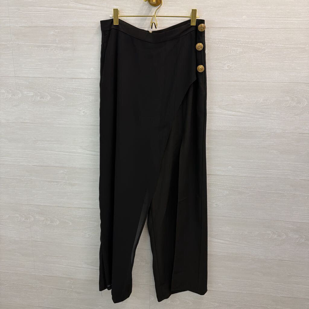 Nasty Gal Black High Waisted Layered Trouser Pants 8