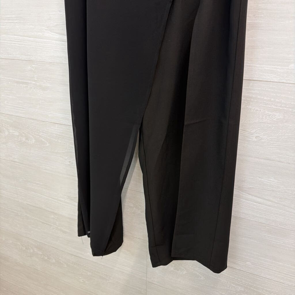 Nasty Gal Black High Waisted Layered Trouser Pants 8