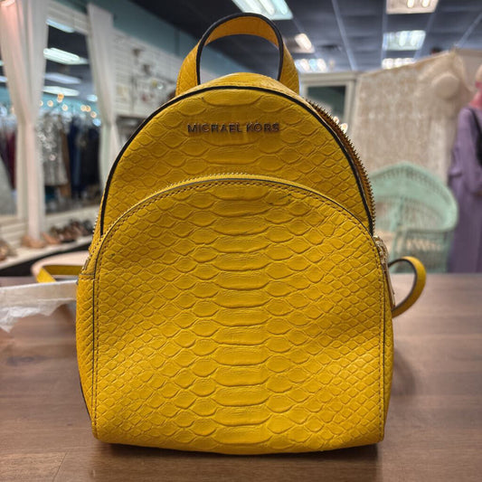 Michael Kors Yellow Crocodile Leather Abbey Backpack