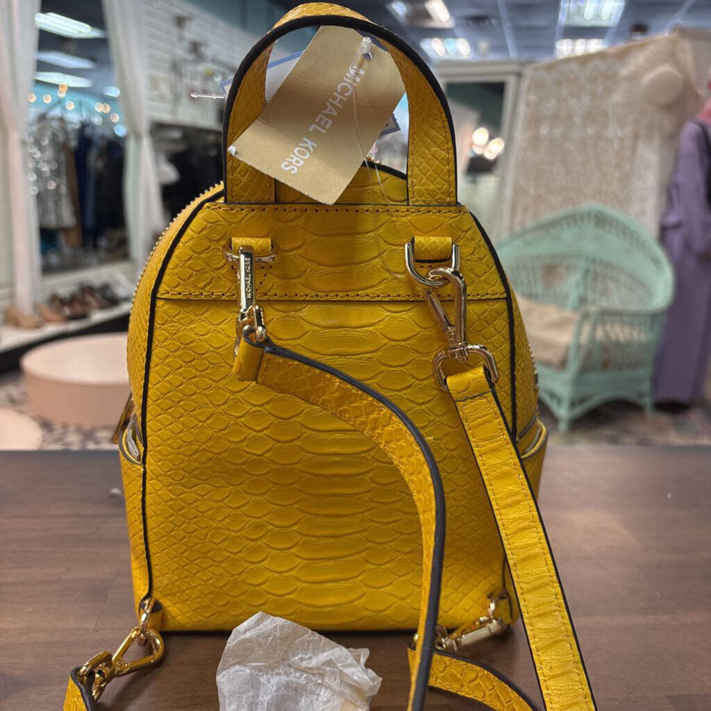 Michael Kors Yellow Crocodile Leather Abbey Backpack