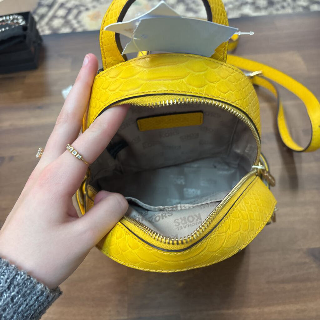 Michael Kors Yellow Crocodile Leather Abbey Backpack