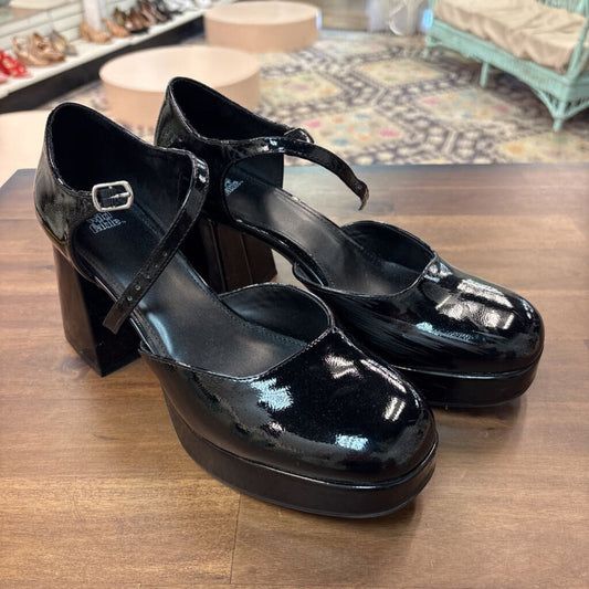 Wild Fable Black Patent Leather Platform Mary Jane Heels 9.5