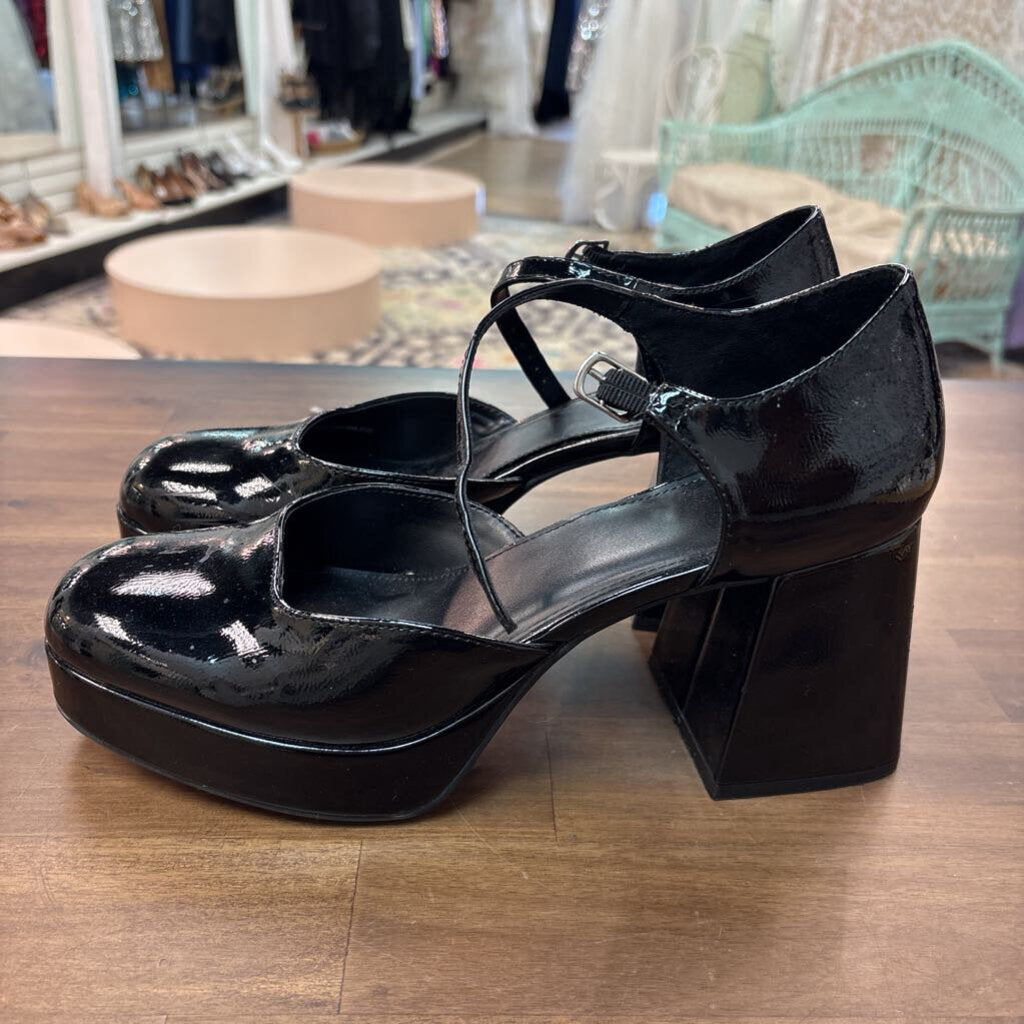 Wild Fable Black Patent Leather Platform Mary Jane Heels 9.5