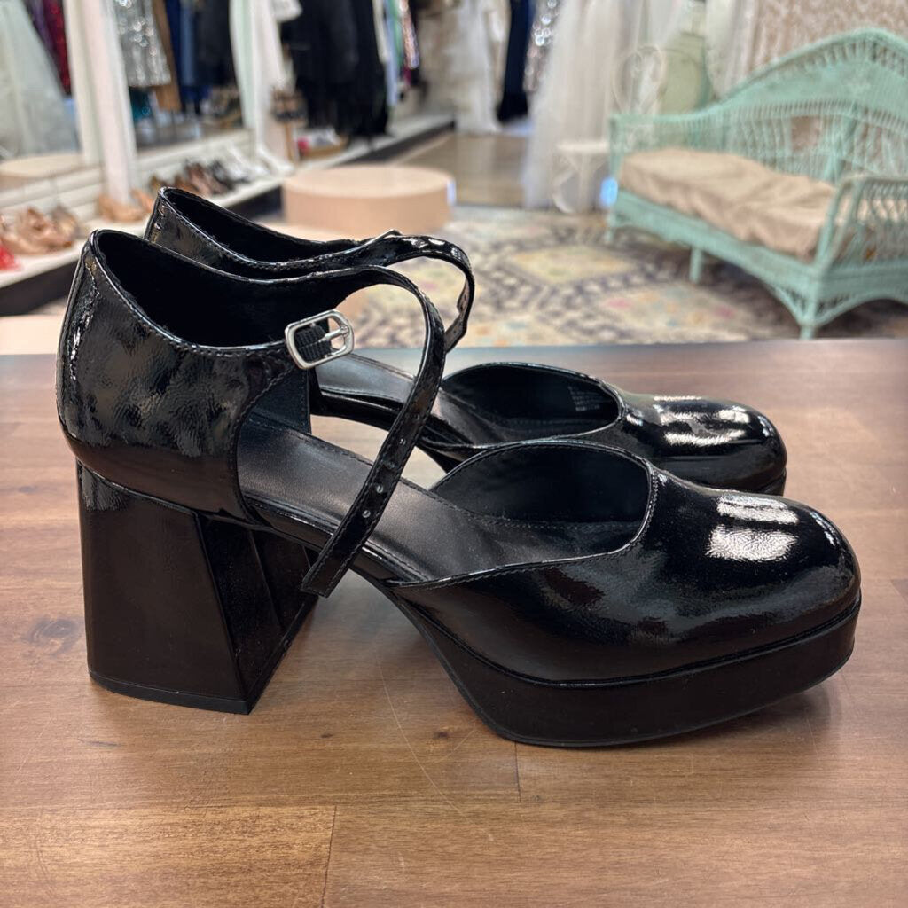 Wild Fable Black Patent Leather Platform Mary Jane Heels 9.5